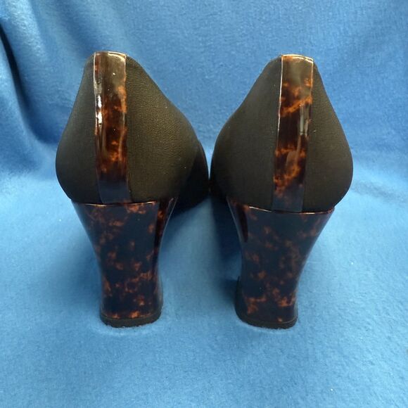 Stuart Weitzman Black Modern tortoise sq Heel Pumps Women's Sz 10.5M Square Toe - Picture 4 of 9